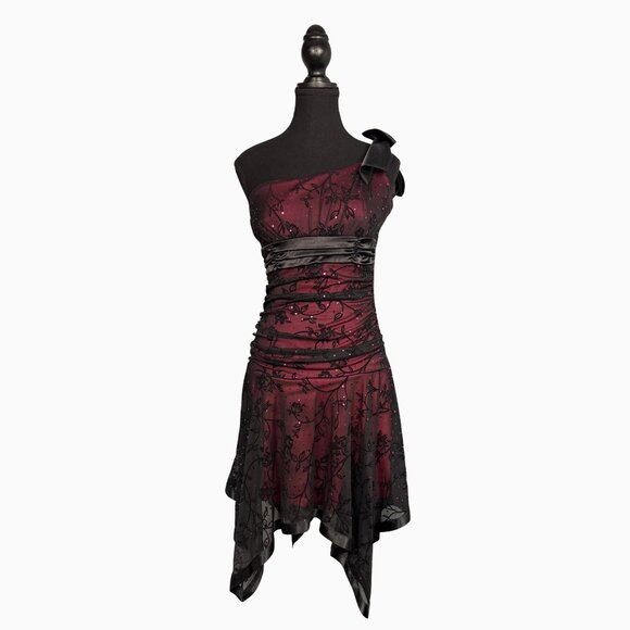 Vintage Y2K Dress - Fairycore Asymmetrical Hem One Shoulder Party Dress - Picture 1 of 9
